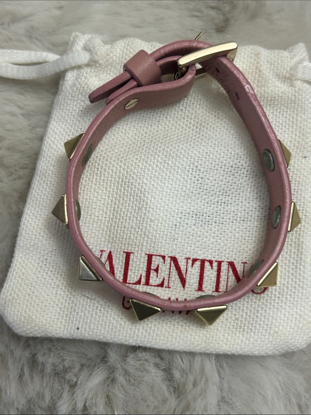Valentino Garavani pink leather Rockstud bracelet Excellent - Picture 7 of 11
